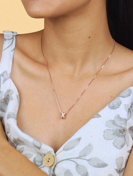 Criss Cross Elegance Pendant Necklace - 925 Silver