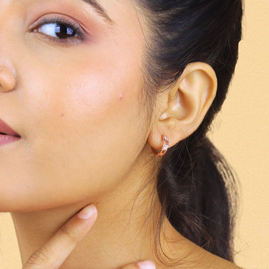 Aurora Bloom Rose Gold Hoops Earrings - 925 Silver