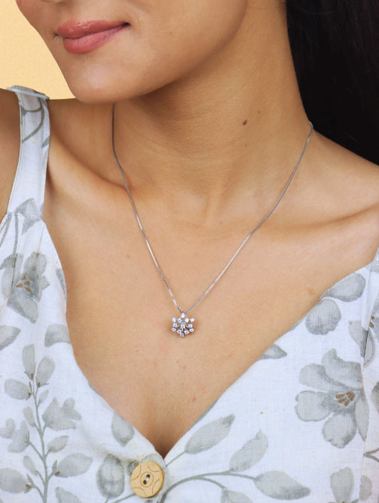 Snowflake Spark Necklace - 925 Silver