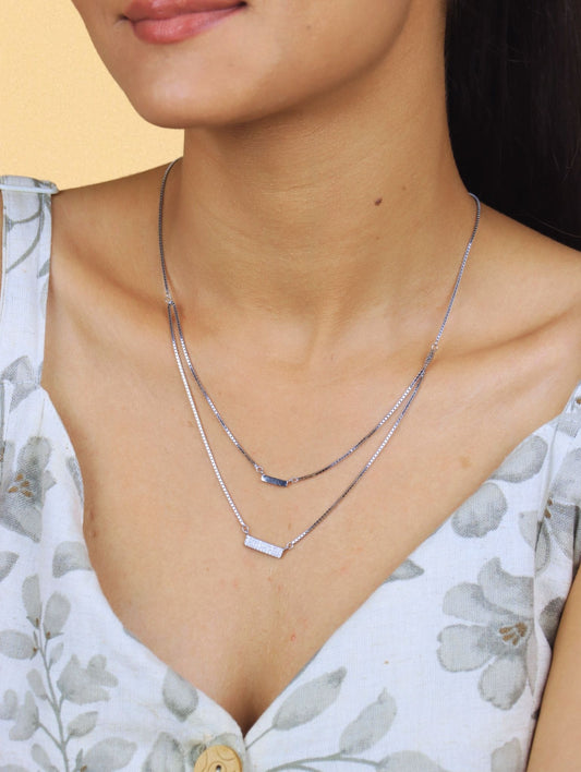 Luna Twin Gleam Necklace - 925 Silver