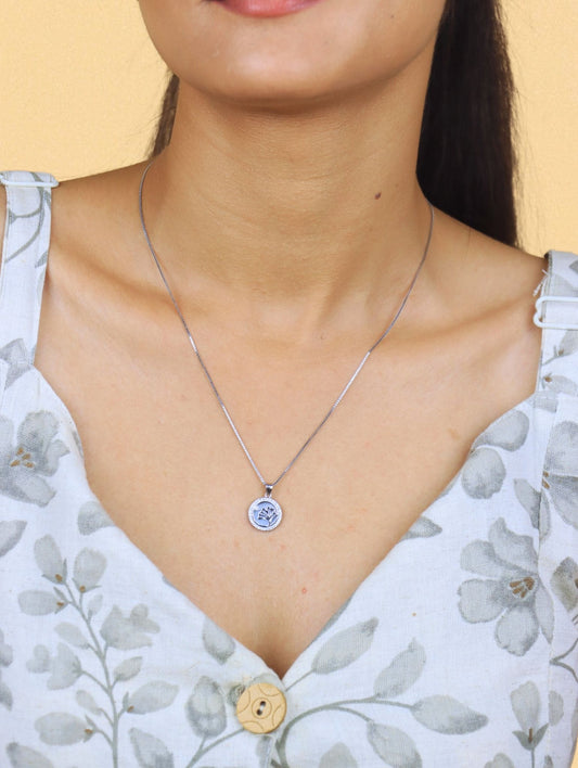 Floral Embrace Medallion Necklace - 925 Silver