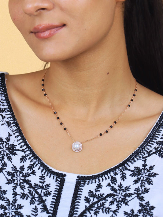 Luna Pearl Mangalsutra Necklace - 925 Silver