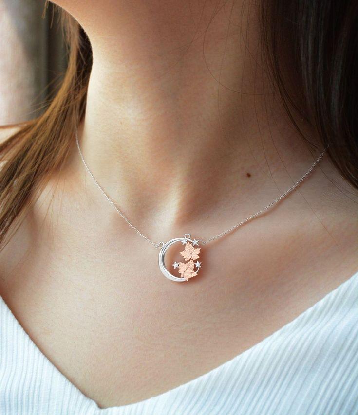 Autumn Crescent Necklace - 925 Silver