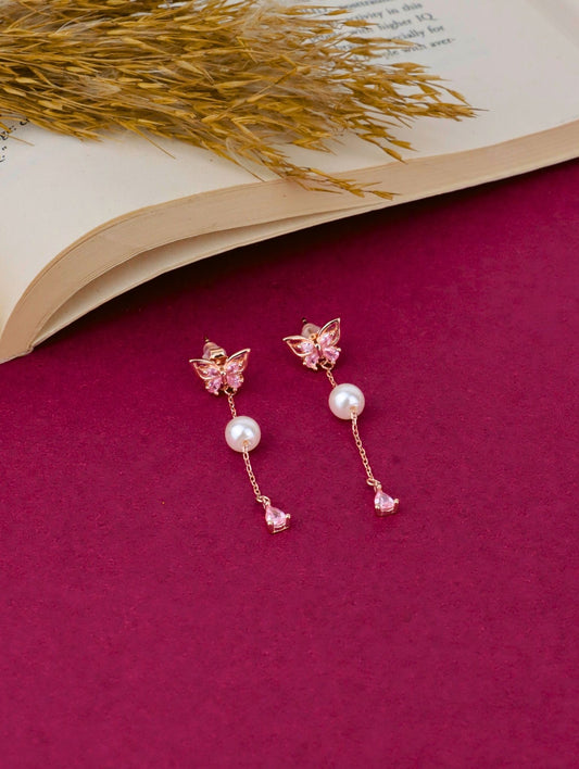The Blush Flutter Pearl Drop Earring - 925 silver