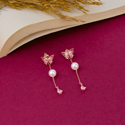 The Blush Flutter Pearl Drop Earring - 925 silver