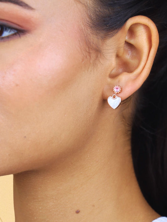 The Blush Heart Bloom Earrings - 925 Silver