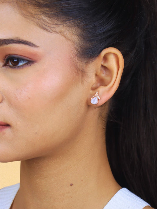 The Ethereal Dewdrop Rose Gold Earrings - 925 Silver