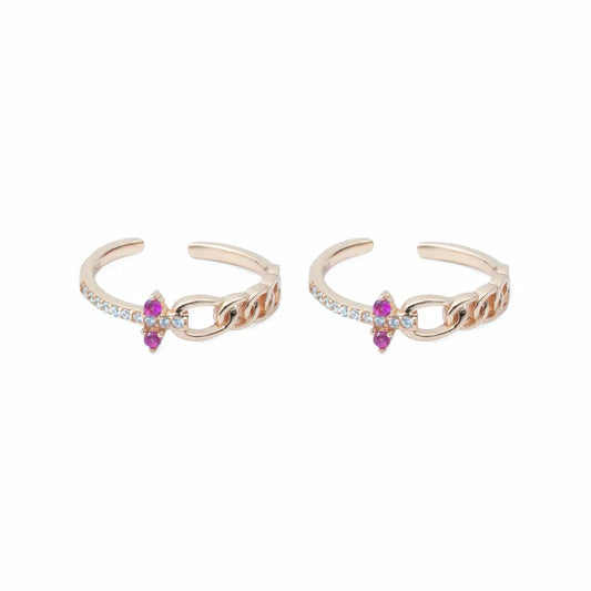 Ruby Chain Blossom 925 Silver Adjustable Toe Ring
