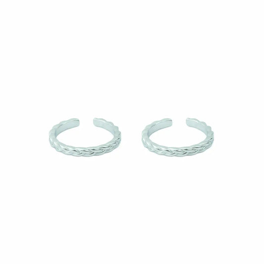 Silver 92.5 Braided Grace Toe Rings