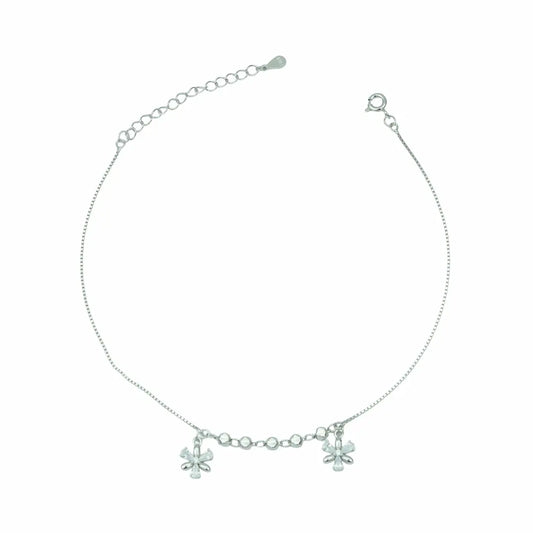 Ethereal Charm 925 Silver High-Polish Adjustable Anklet Pair