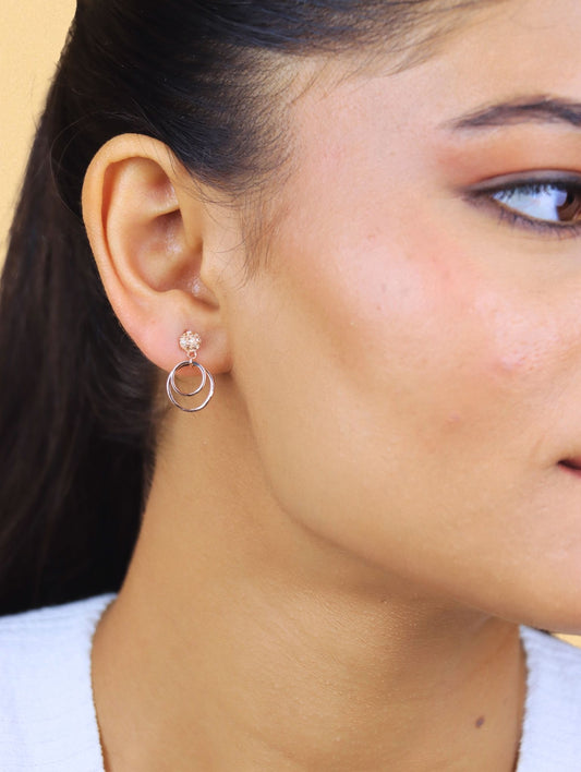 The Rose Gold Modern Loop Stud Earring - 925 Silver