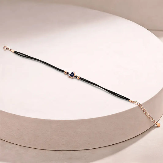 Royal Azure 925 Silver Rose Gold Clover Adjustable Bracelet