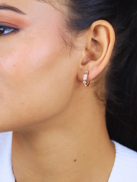 Celeste Rose Gold Huggie Hoops - 925 Silver