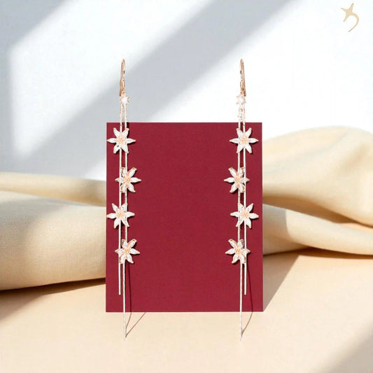 Celestial Bloom Rose Gold Starfall Earrings - 925 Silver