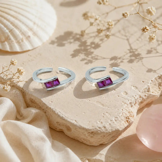 Silver 92.5 Ruby Glow Minimal Toe Ring