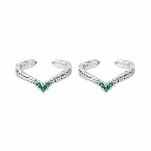 Emerald Whisper Gold Toe Rings
