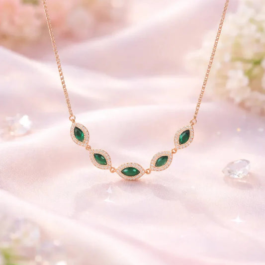 Emerald Whisper Charm Necklace - 925 Silver