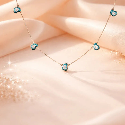 Blue Blossom Grace Necklace - 925 Silver