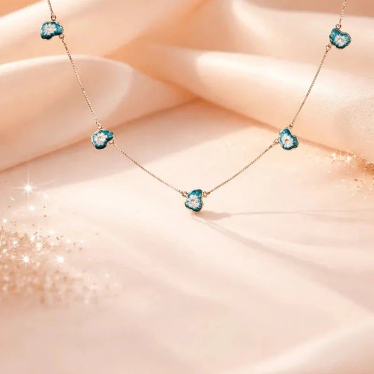 Blue Blossom Grace Necklace - 925 Silver