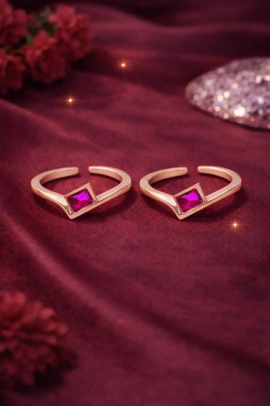 925 Silver Ruby Aura Adjustable Toe Ring