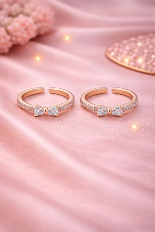 Blossom Sparkle 925 Silver Adjustable Toe Ring (Rose Gold Finish)