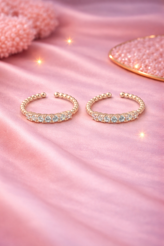 Celestia Bloom Adjustable Toe Ring (Rose Gold Finish)-92.5 Silver