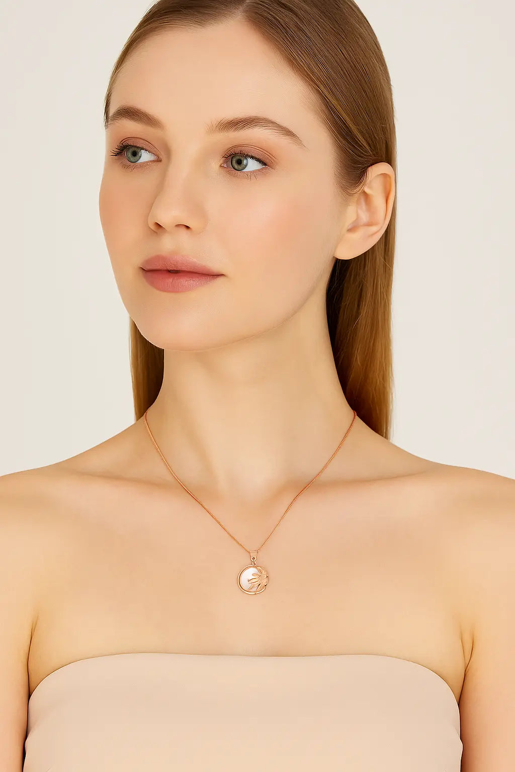 Golden Dawn Rose Gold Sun Pendant Necklace - 925 Silver