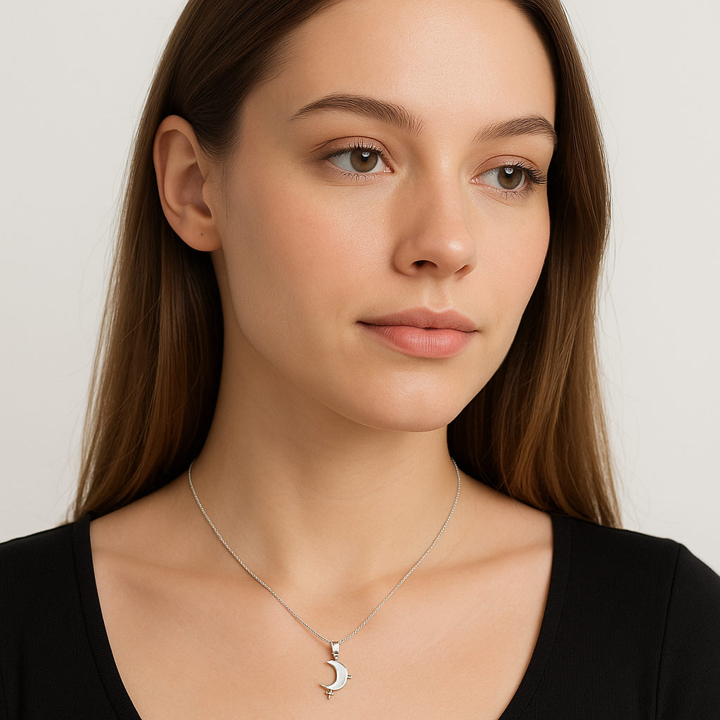 Lunar Glow Crescent Moon Necklace - 925 Silver