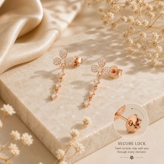 The Twilight Bloom Drop Earrings - 925 Silver