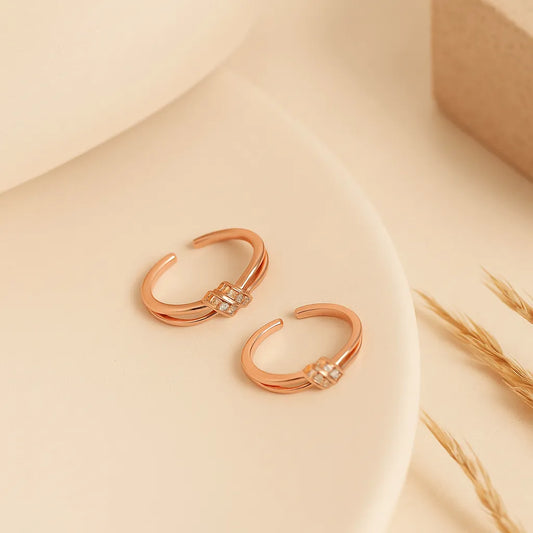 Eleganza Knot Rose Gold Silver Adjustable Toe Rings