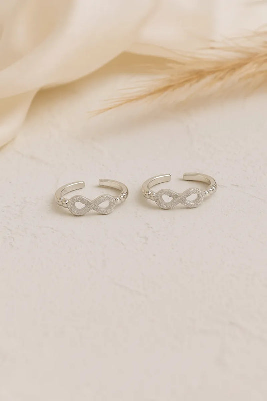 Eternal Infinity Silver Adjustable Toe Rings,