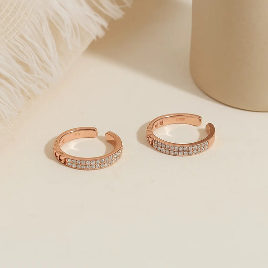 Gleam Luxe Rose Gold Silver Adjustable Toe Rings
