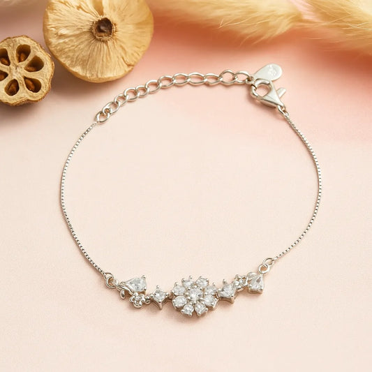 Celestial Bloom Rhodium Silver Bracelet