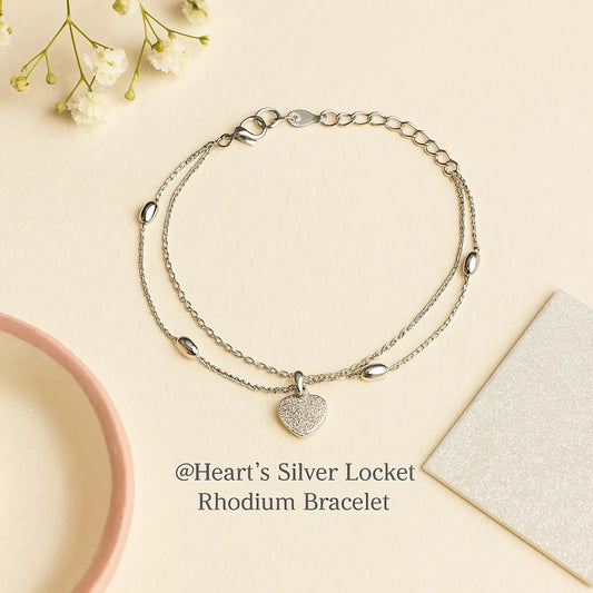 Heart’s Elegance Rhodium Bracelet - 925 Silver
