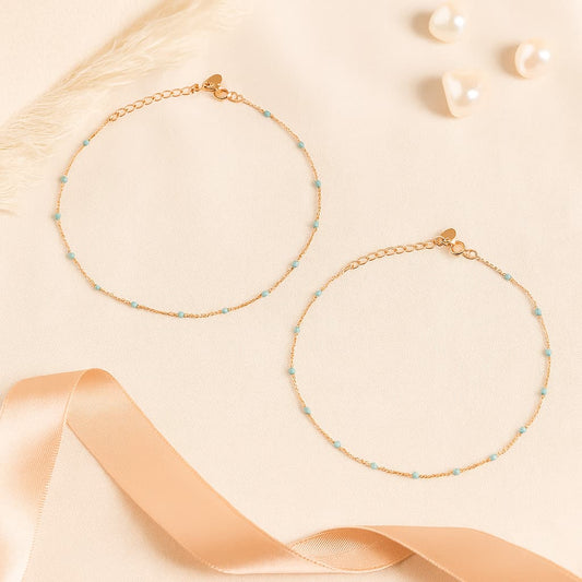 Azure Bead 925 Silver Adjustable Anklet