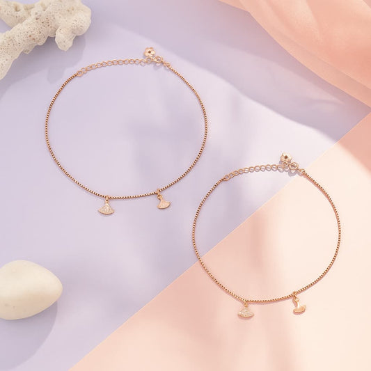 Silver Blossom Rose Gold Anklet