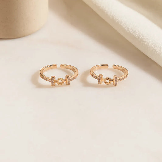 Silver Luxe Rose Gold Toe Ring