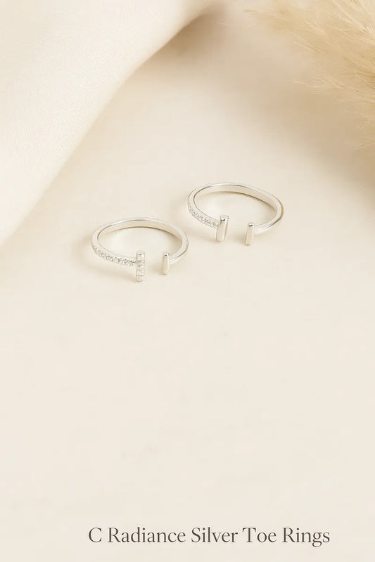 Modern Bar Silver Adjustable Toe Rings