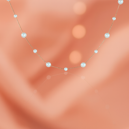 Rose Pearl Harmony Necklace - 925 Silver