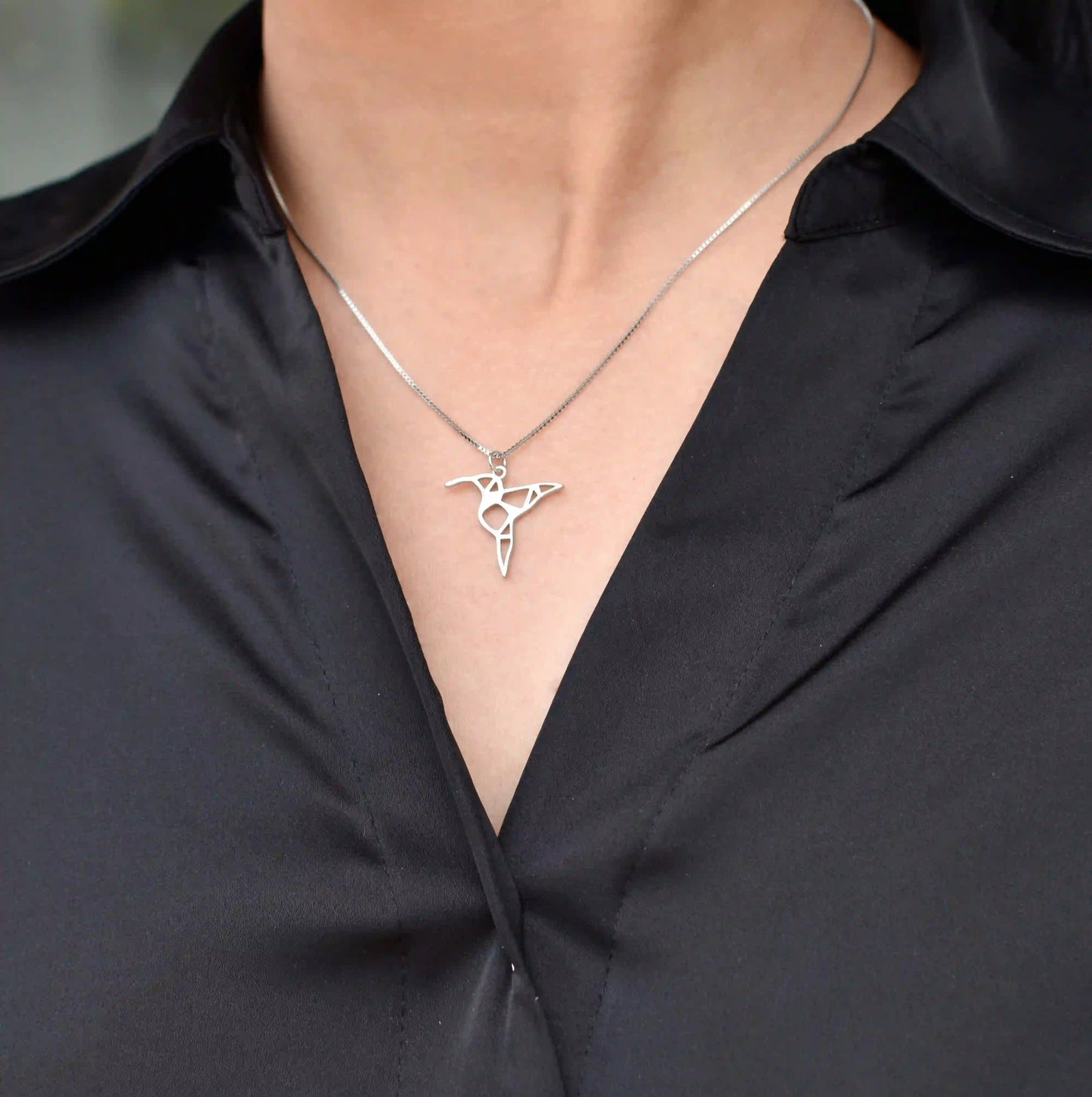 Hummingbird Pendant Necklace - 925 Silver