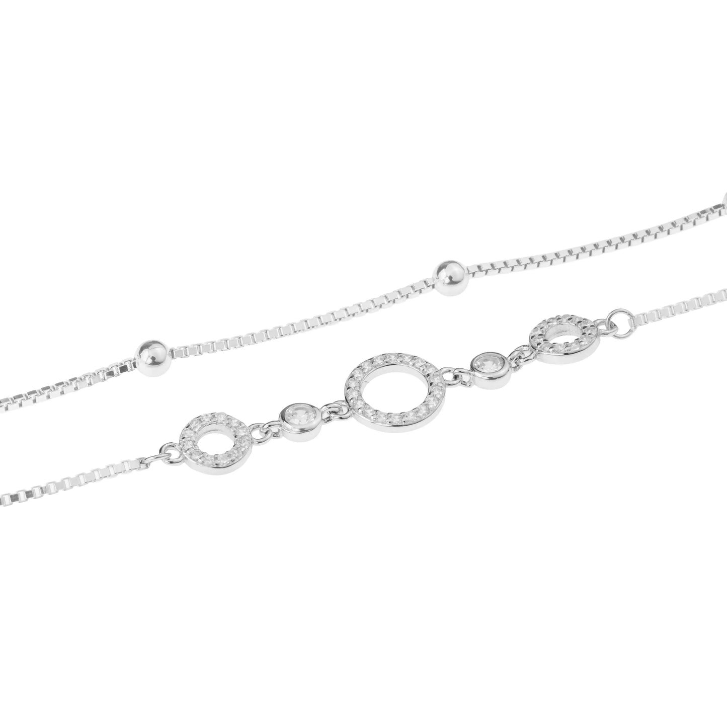 Lunar Harmony Double-Layer Silver Anklet - 925 Silver