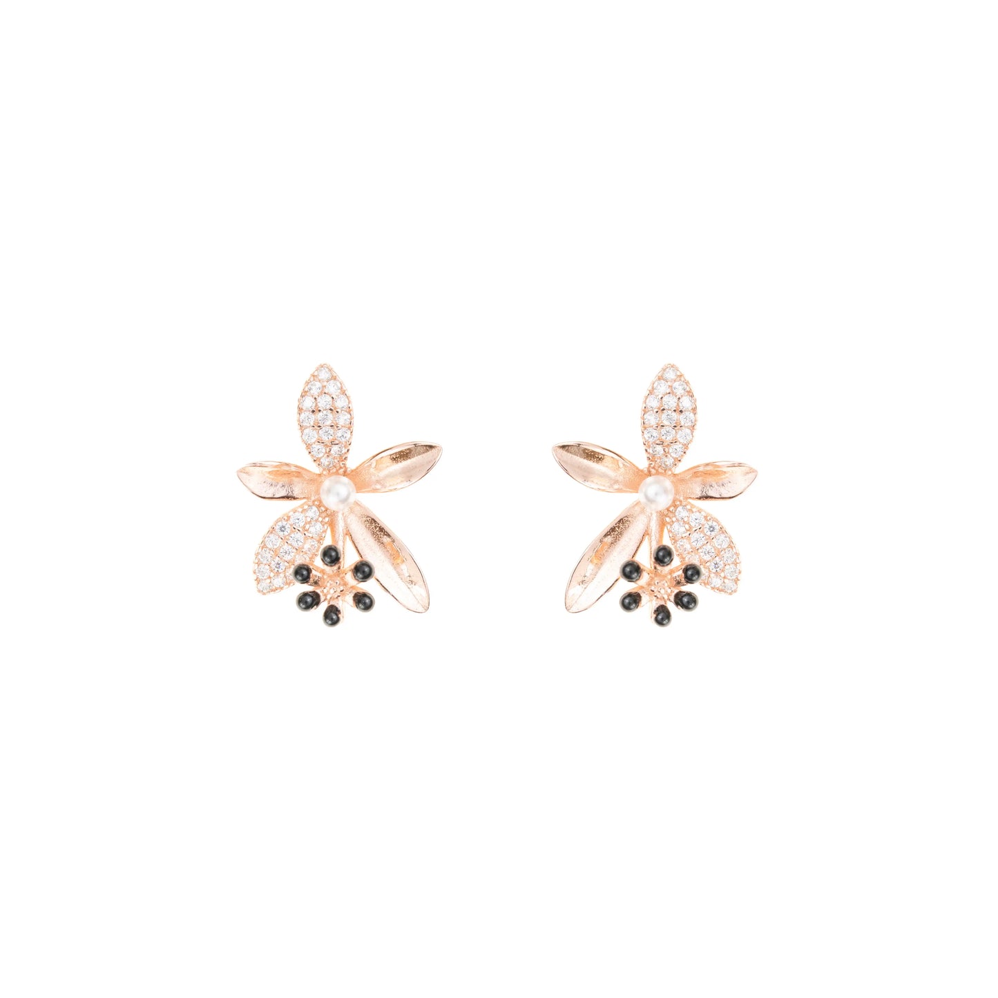 The Fleur Noire Studs - 925 Silver