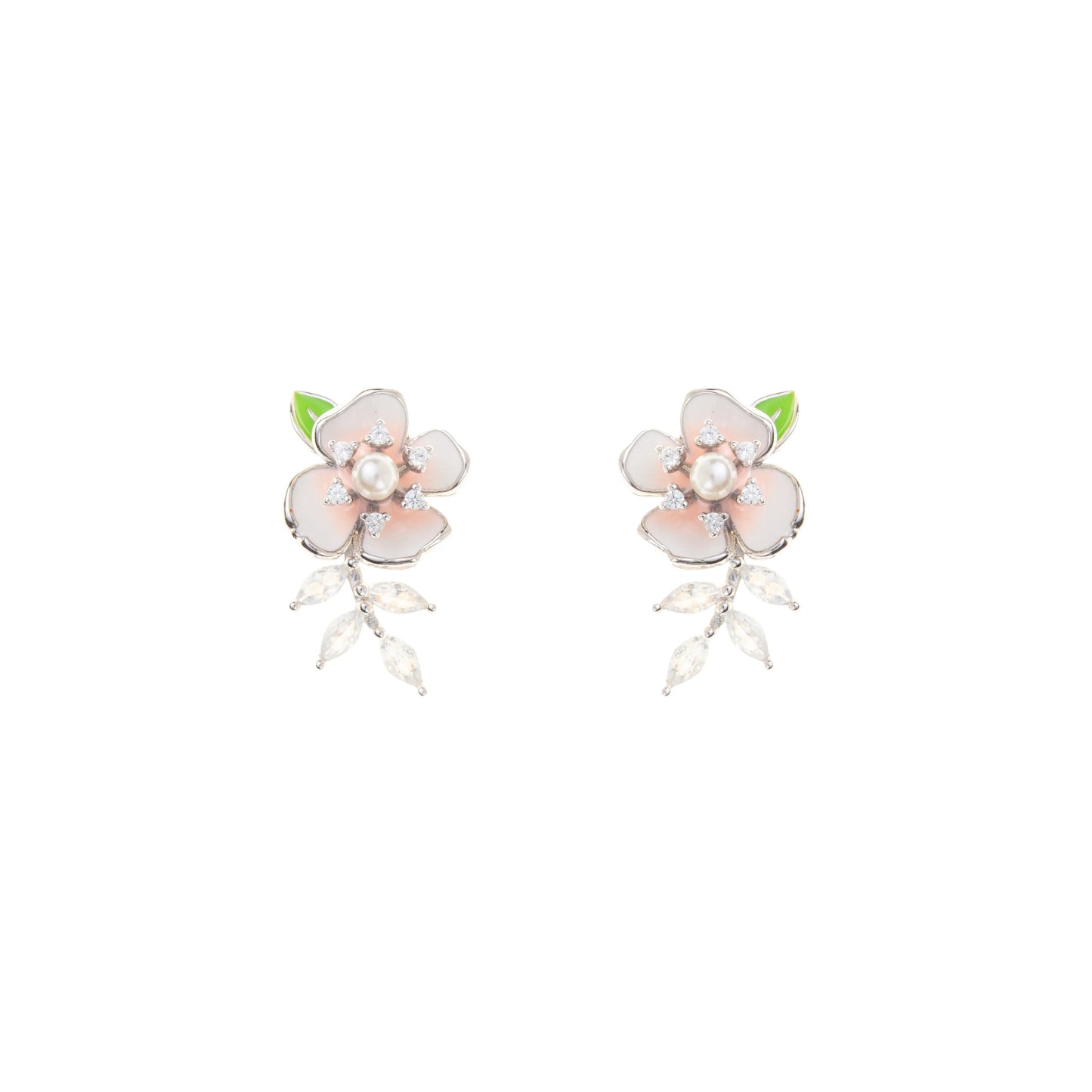 The Blush Bloom Pearl Drop Earrings - 925 Silver