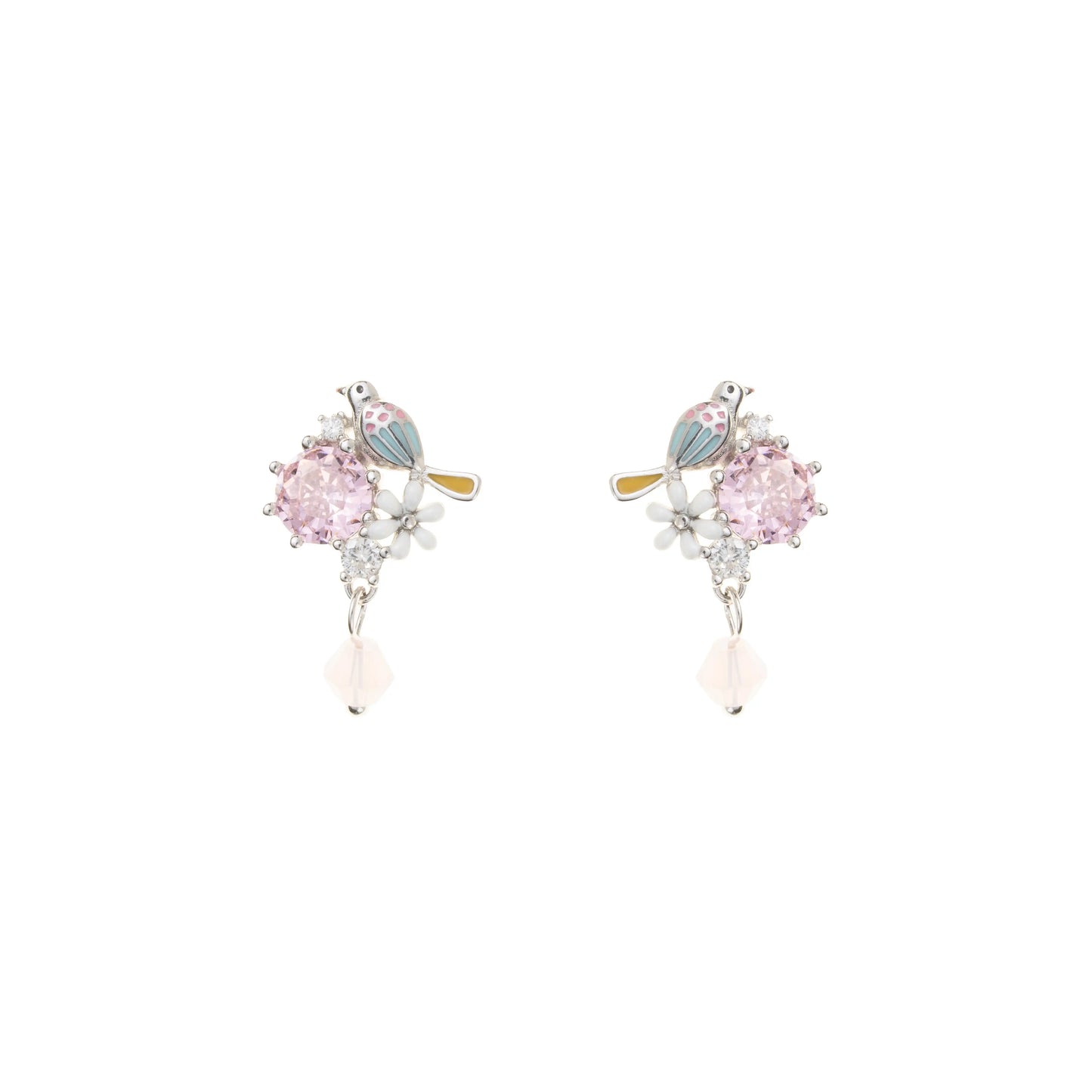 The Pastel Songbird Crystal Earrings - 925 Silver