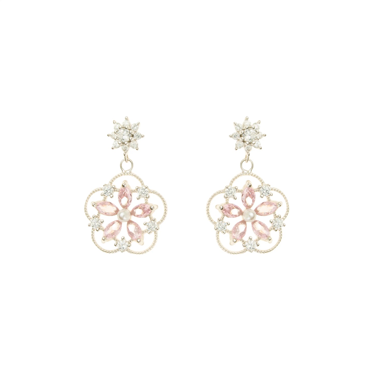 The Celeste Bloom Drop Earrings - 925 Silver
