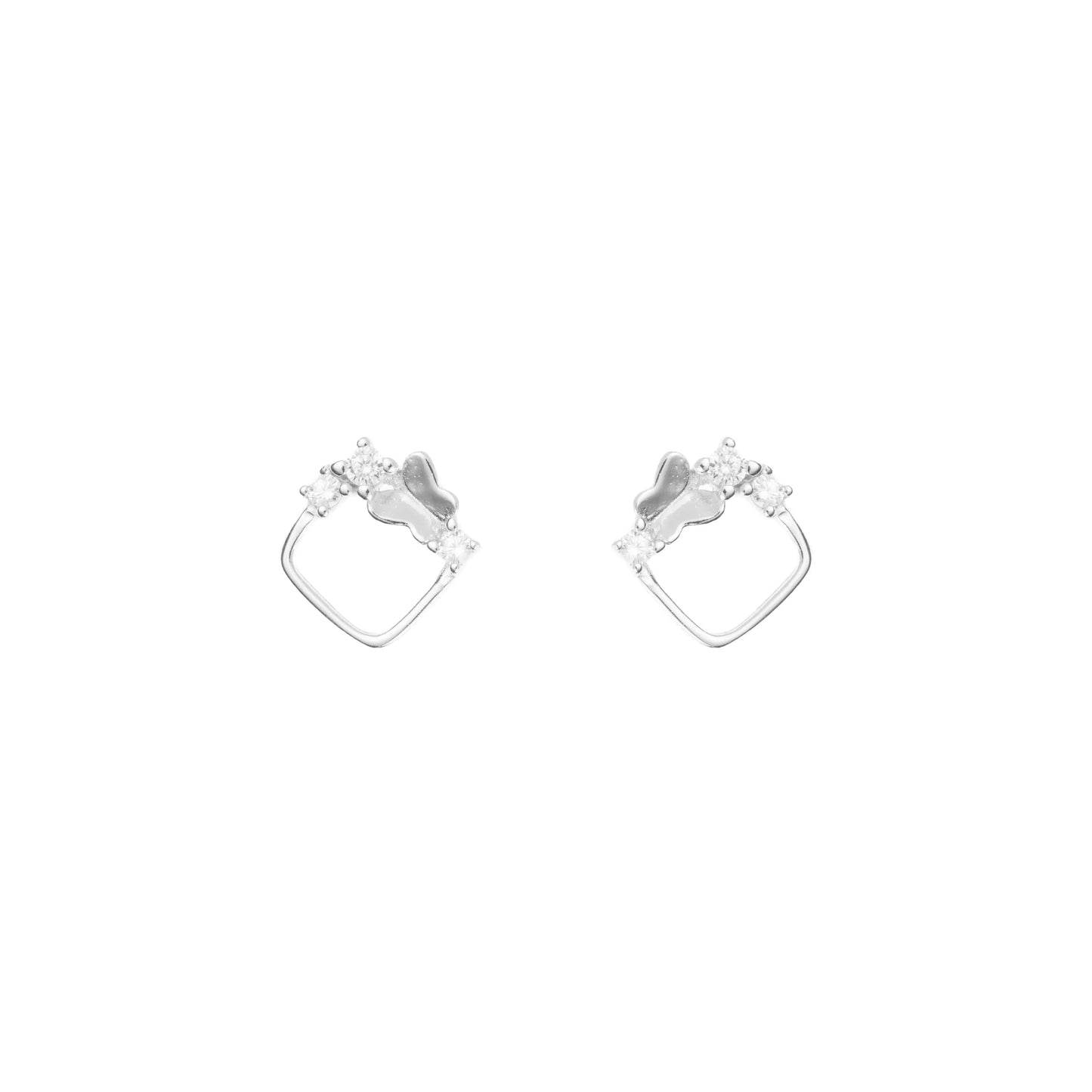 Crystal Crown Silver Hoops - 925 Silver