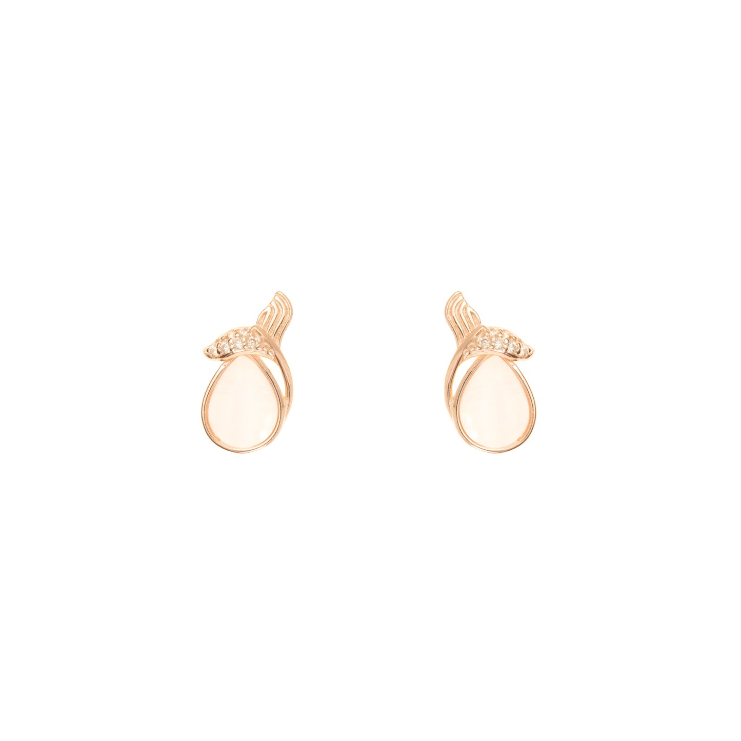 The Ethereal Dewdrop Rose Gold Studs - 925 Silver