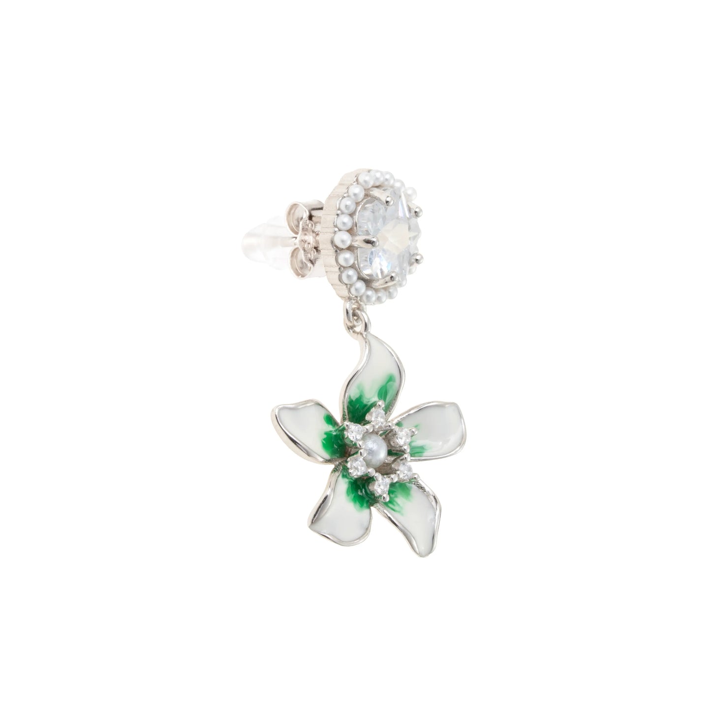 The Verdant Bloom Crystal Stud Drops - 925 Silver