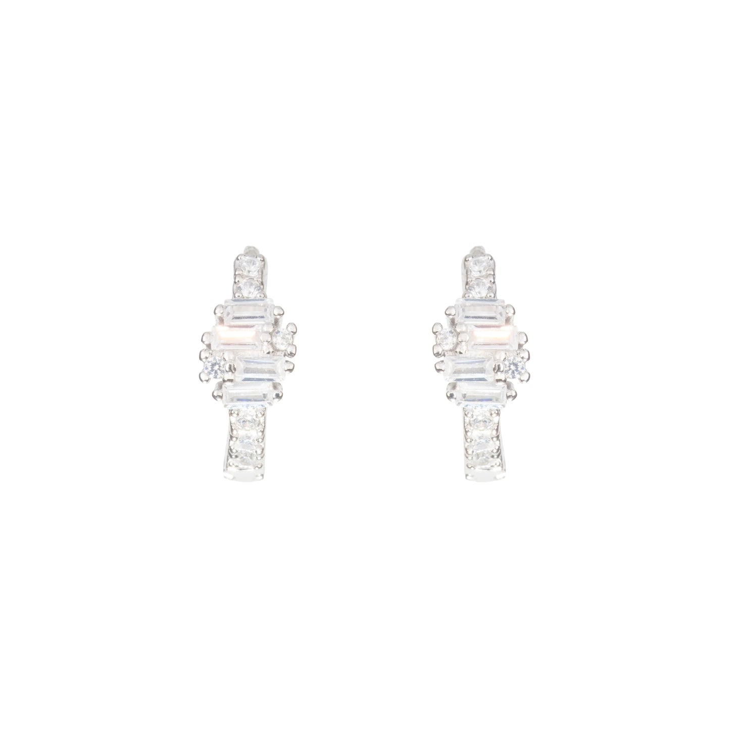 The Crystal Baguette Orbit Hoops - 925 Silver