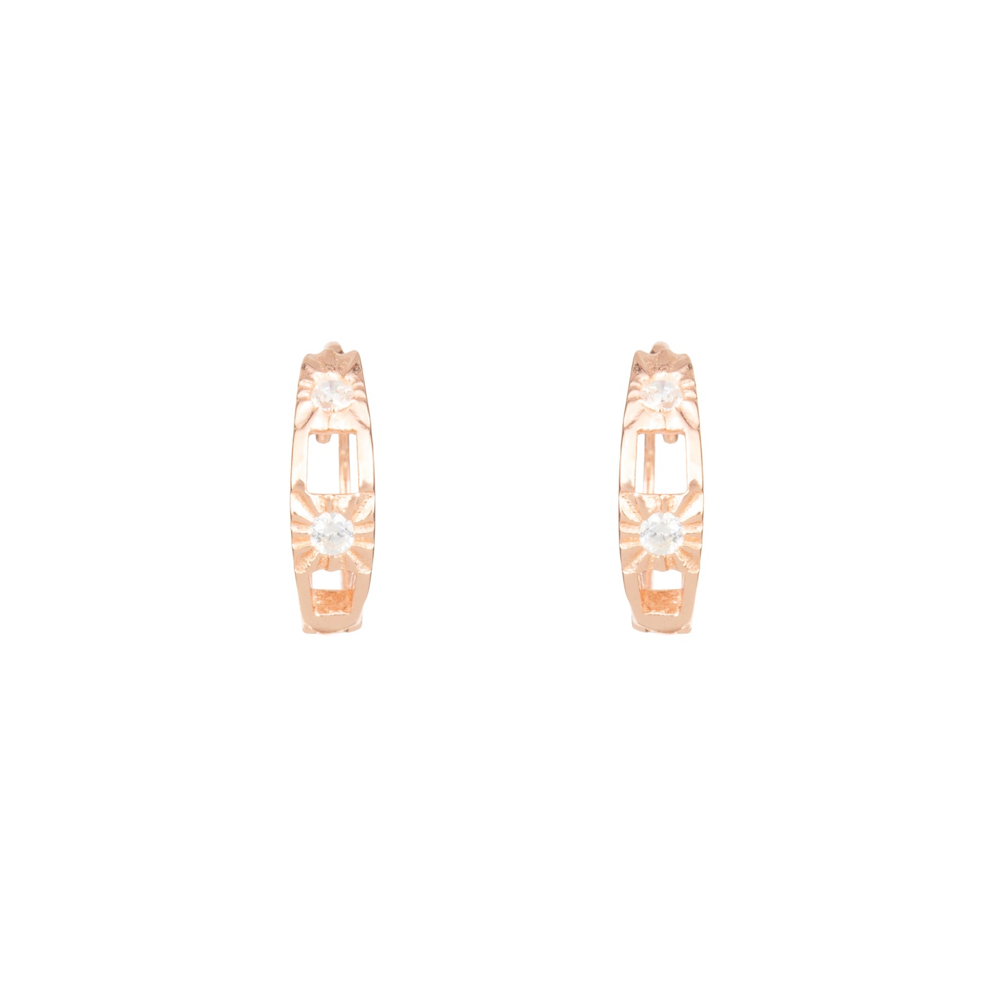 Aurora Bloom Rose Gold Hoops - 925 Silver
